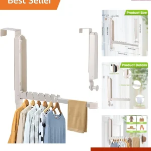 Over The Door Drying Rack, 2 Pack Foldable Over The Door Hooks Hanger for Lau...